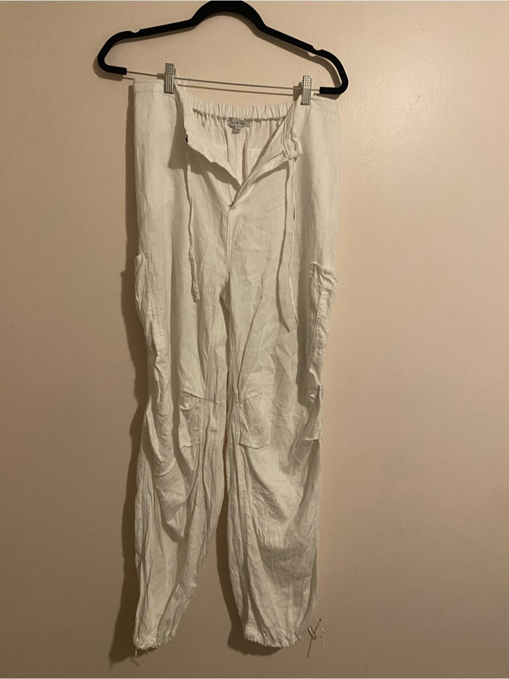 Love Tree White Lightweight Drawstring Capris